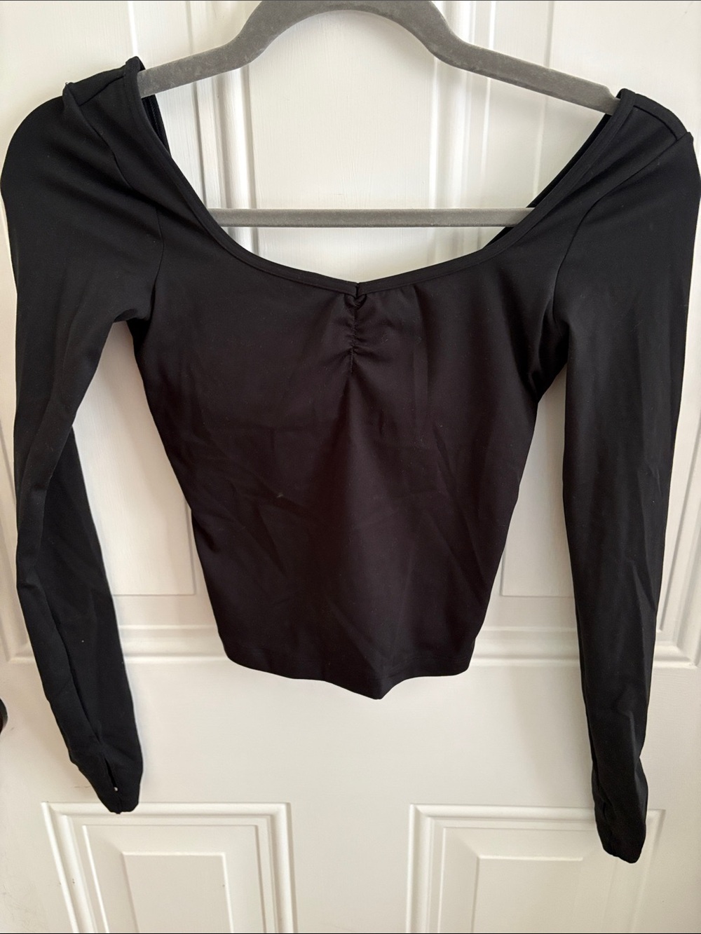 (5/$20) Gilly Hicks Black Long-Sleeve Scoop Neck Top with Built in Bra